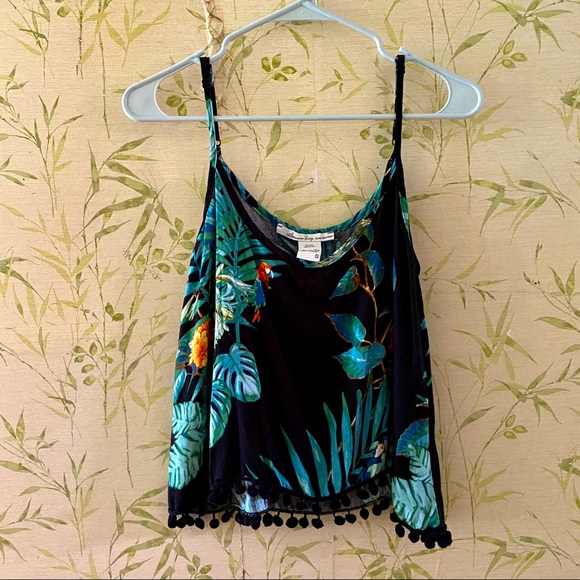 American Rag adjustable tank with pom fringe